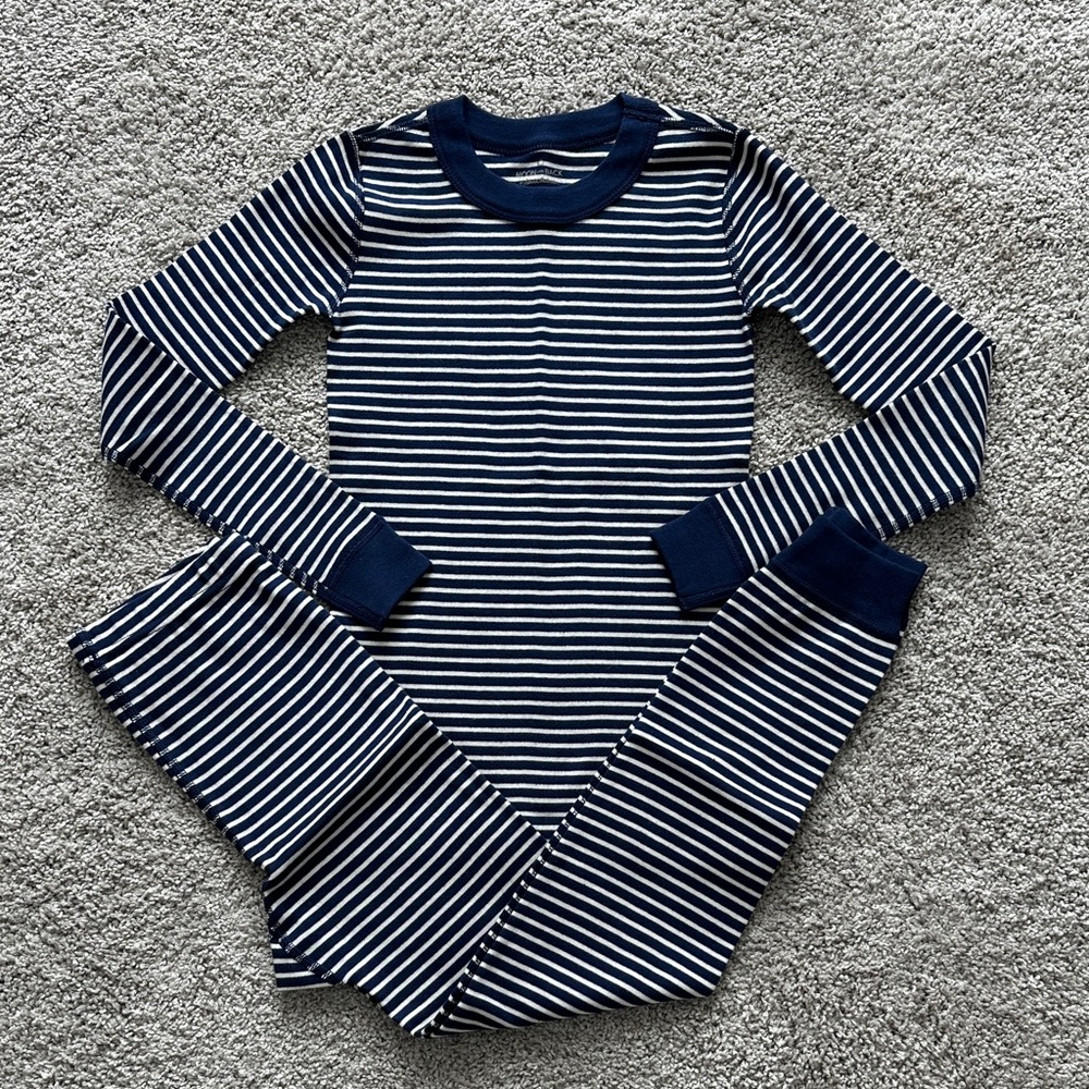 Hanna Andersson Navy and White Striped Long Sleeve Pajama Pants Set